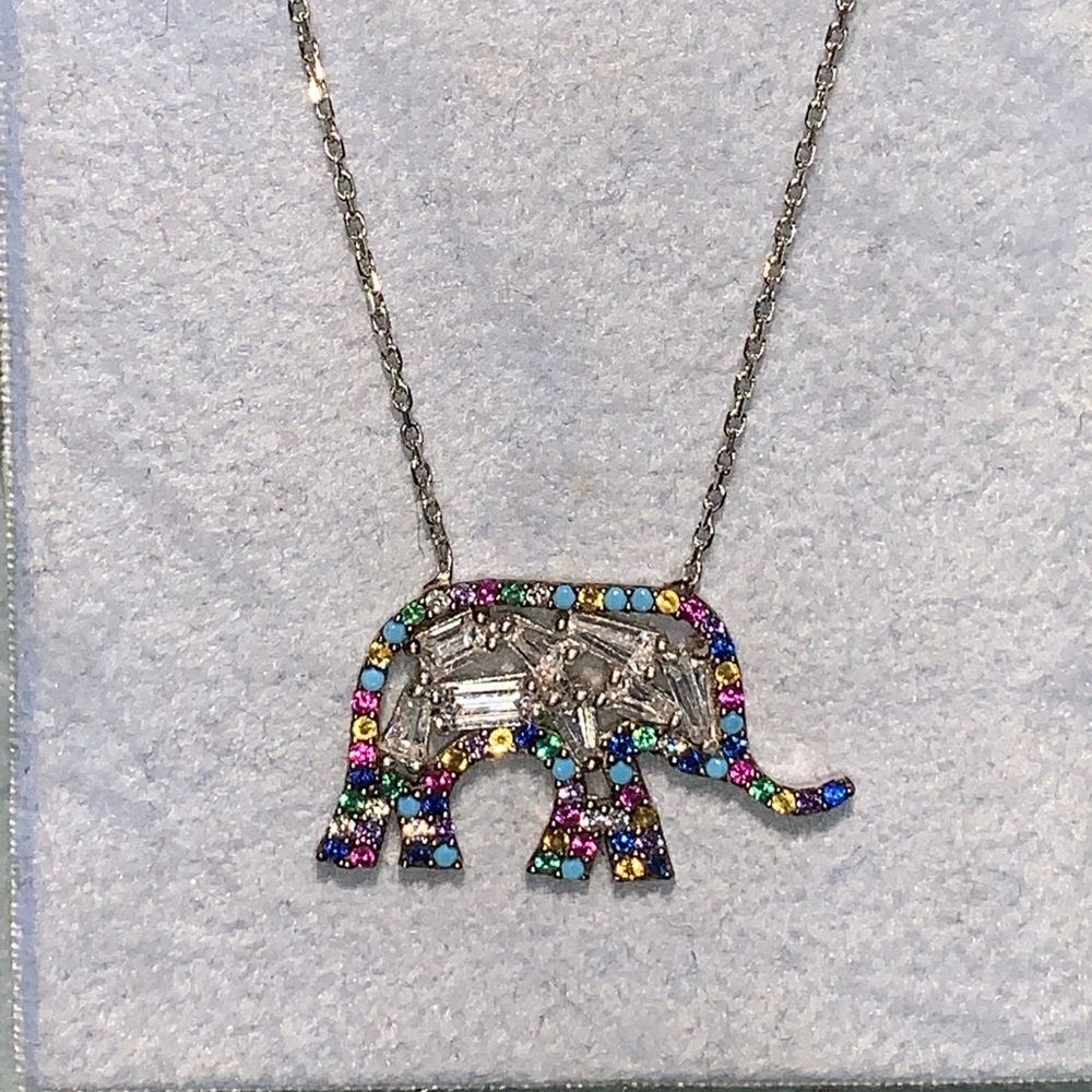 Elefant charm  925  silver whit white gold plated